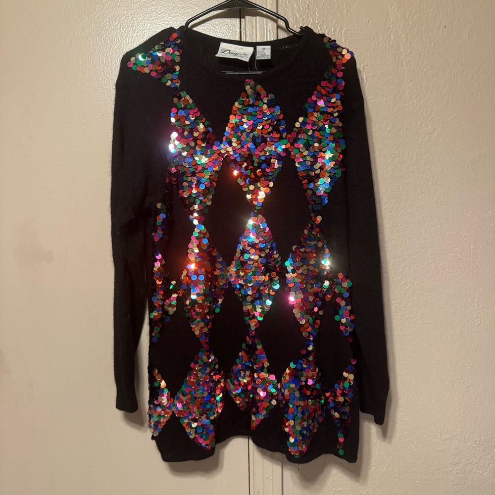 VTG Silk Rabbit Hair Women’s M Sweater Disco Glam Style‎ Cher Core ABBA Core